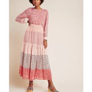 ❌SOLD❌ Dolan Anthropologie NWT $328 Jodie Tiered Pattern Maxi Dress Size Small